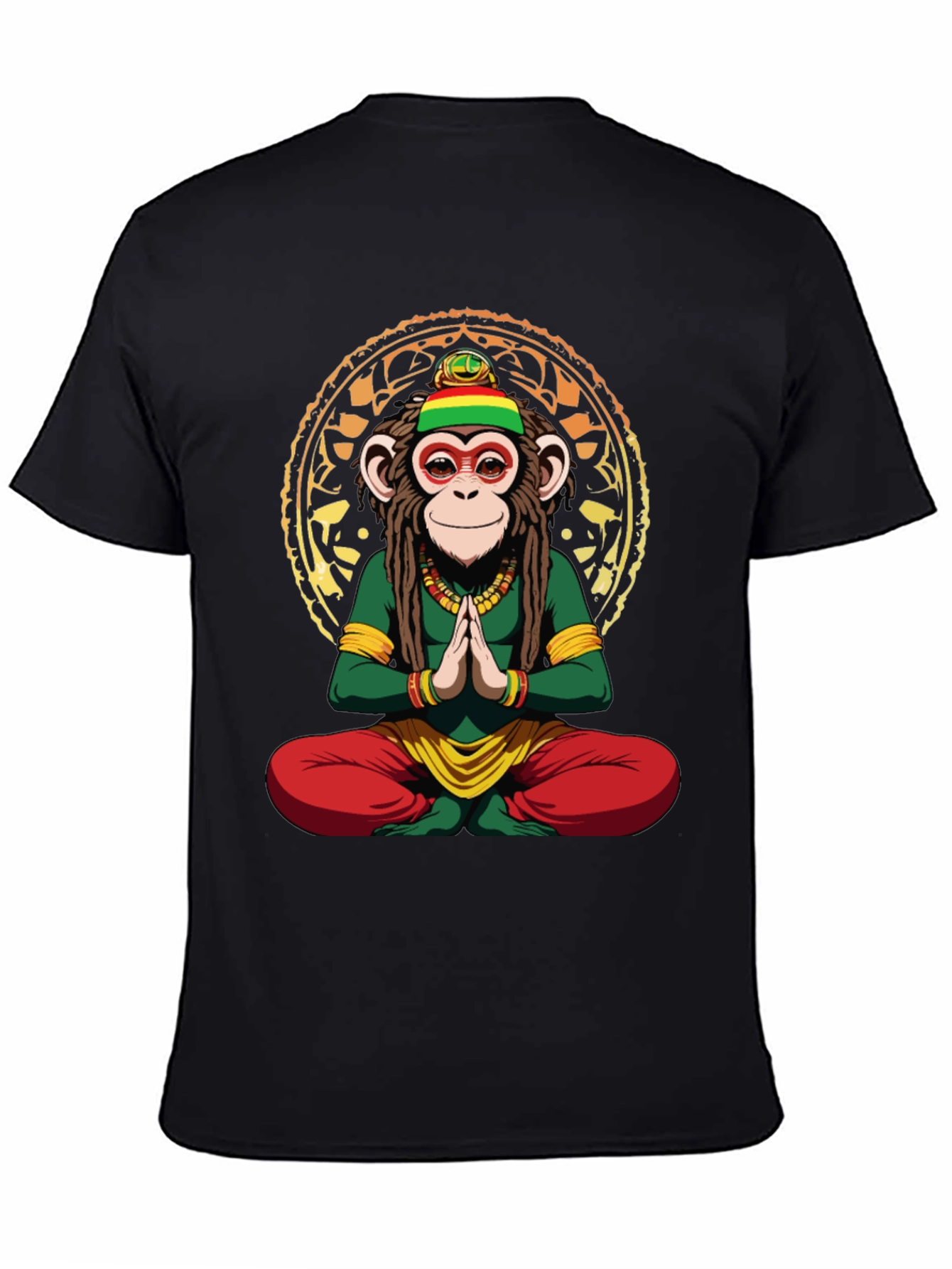 Rasta Monkey T-Shirt - Meditating Ape Graphic Tee