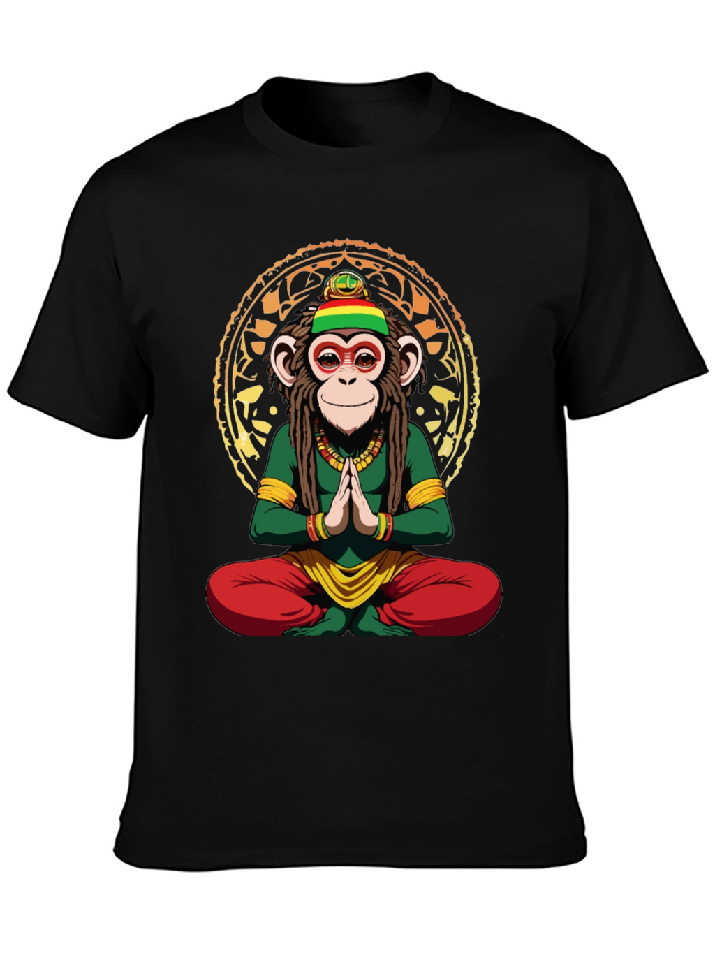 Rasta Monkey T-Shirt - Meditating Ape Graphic Tee