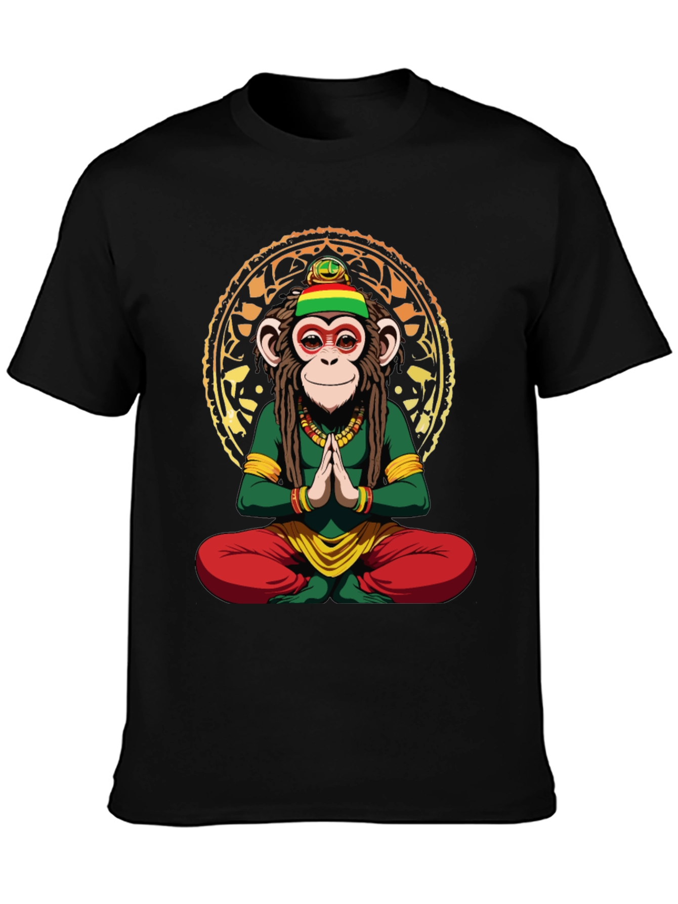 Rasta Monkey T-Shirt - Meditating Ape Graphic Tee