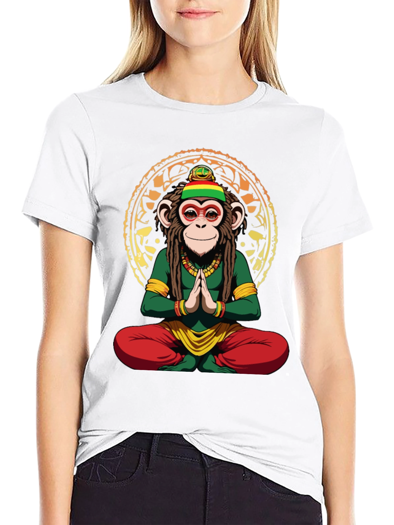 Rasta Monkey T-Shirt - Meditating Ape Graphic Tee