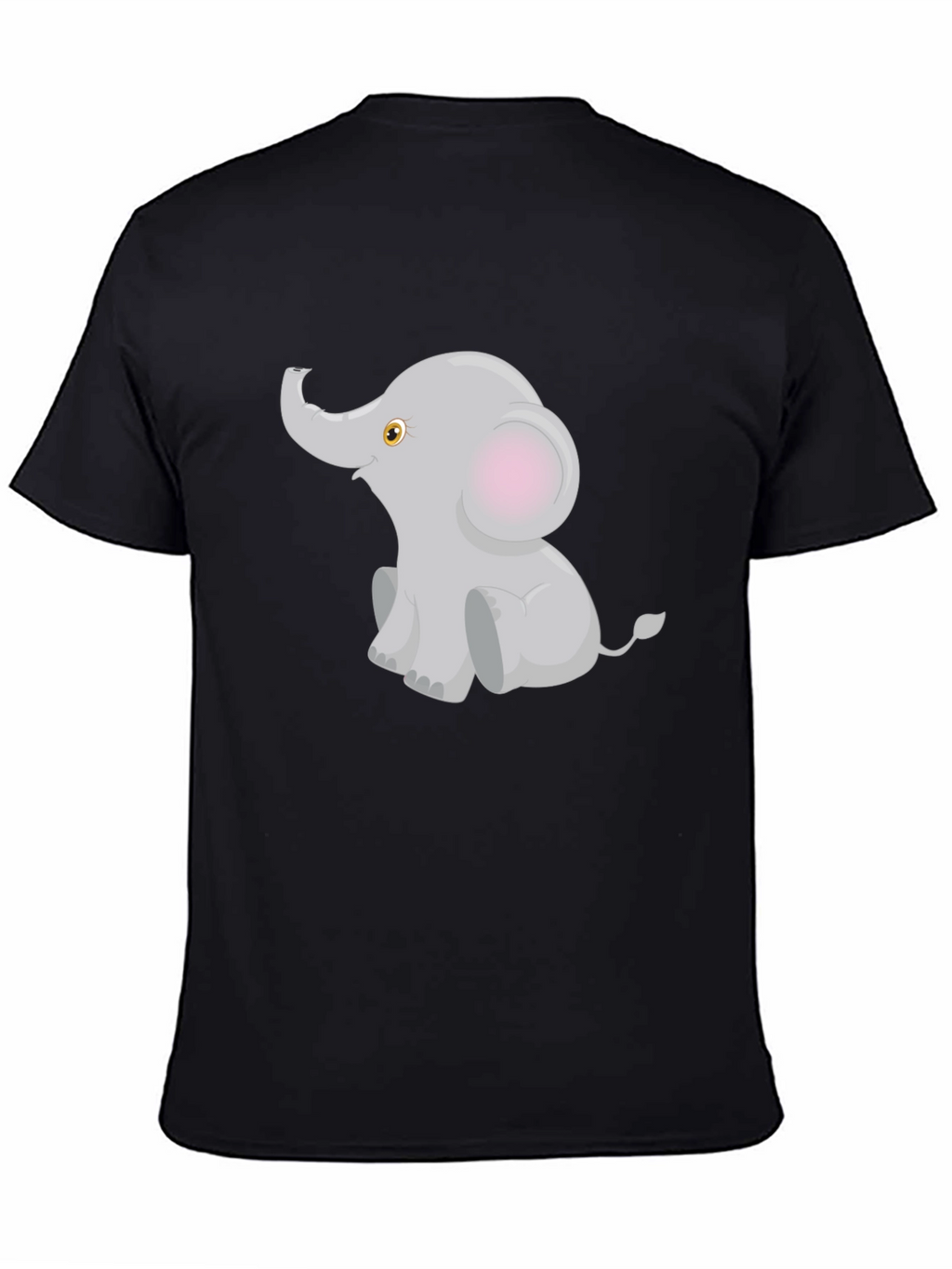 Cute Elephant Graphic Tee - Black Cotton Blend T-Shirt