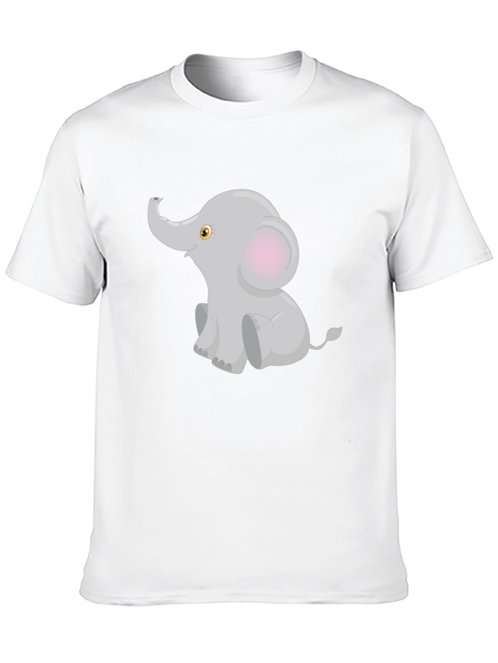Cute Elephant Graphic Tee - Black Cotton Blend T-Shirt