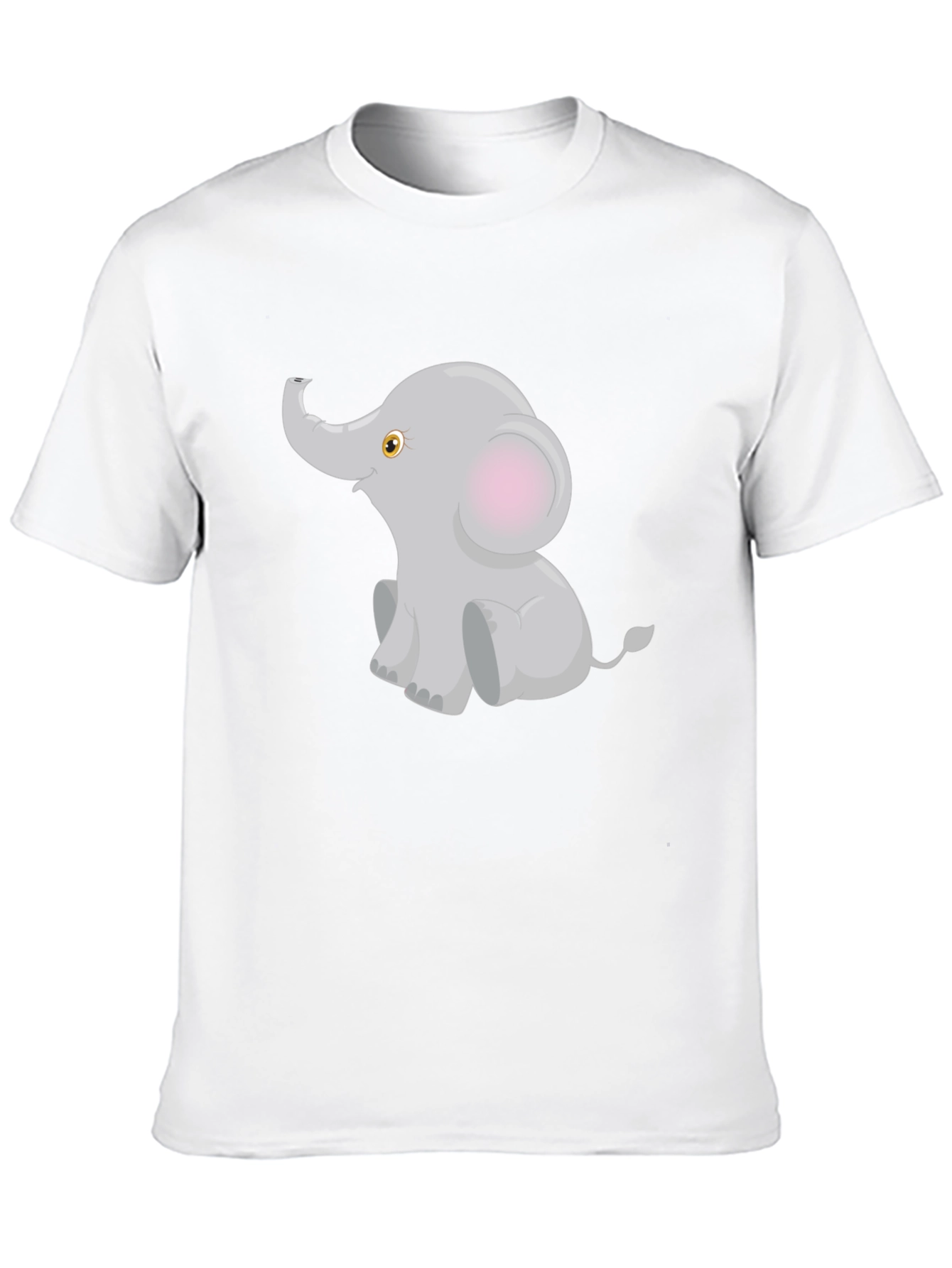 Cute Elephant Graphic Tee - Black Cotton Blend T-Shirt