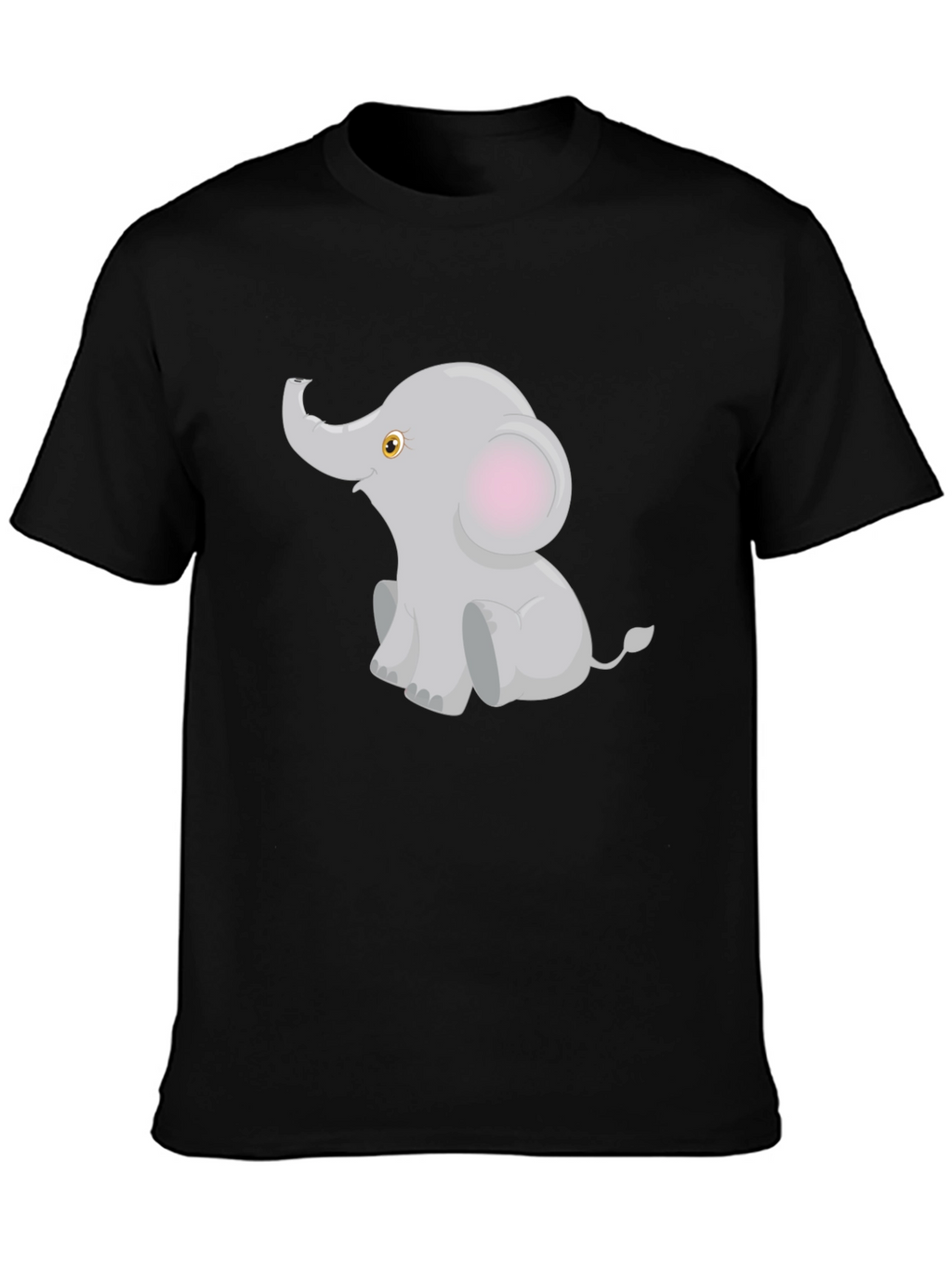 Cute Elephant Graphic Tee - Black Cotton Blend T-Shirt