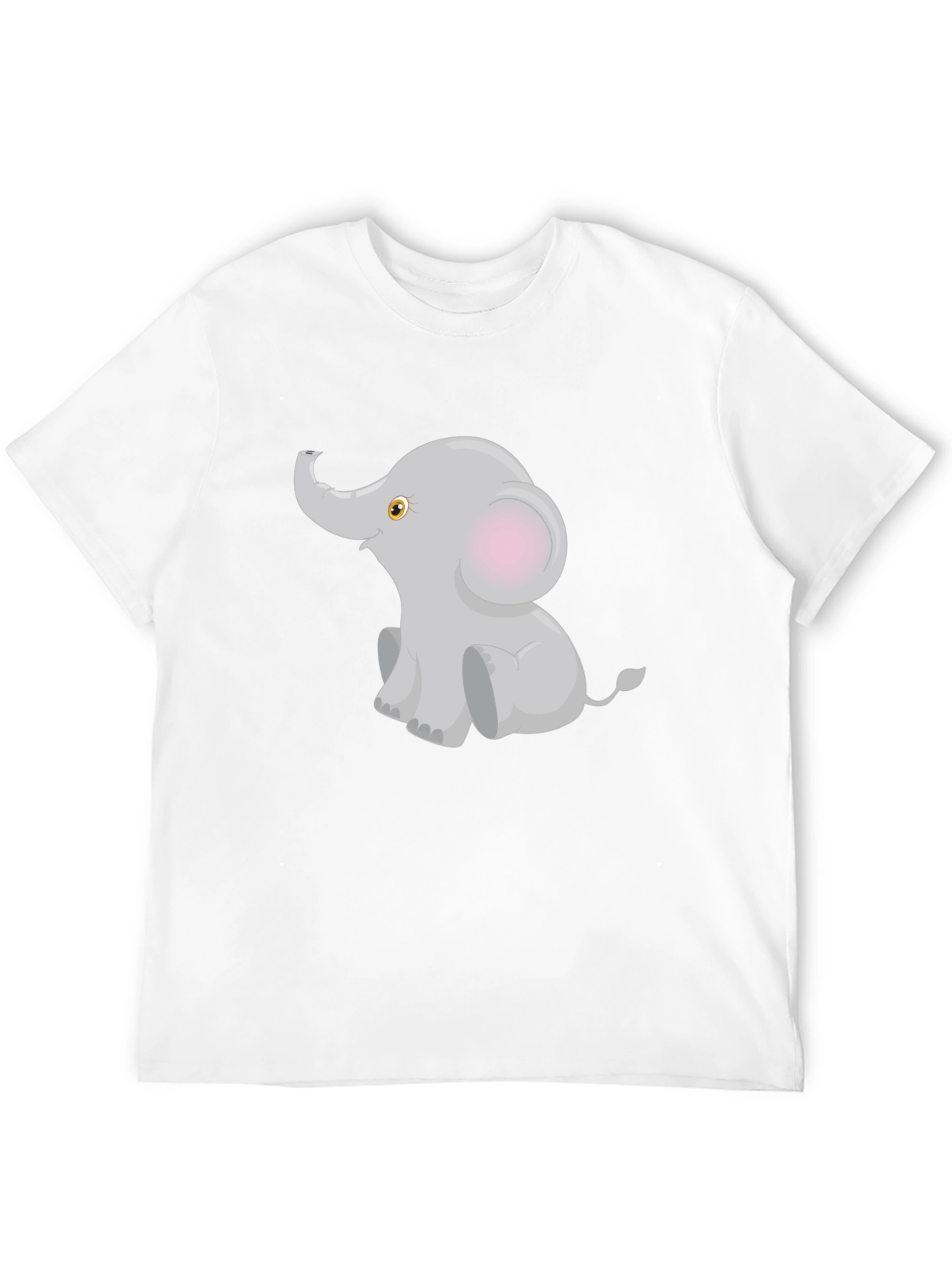 Cute Elephant Graphic Tee - Black Cotton Blend T-Shirt