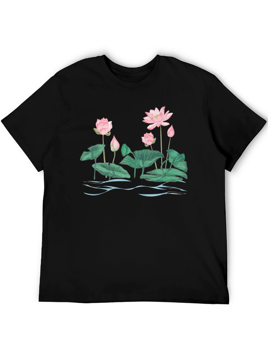 Lotus Blossom Graphic T-Shirt - Black Cotton Tee
