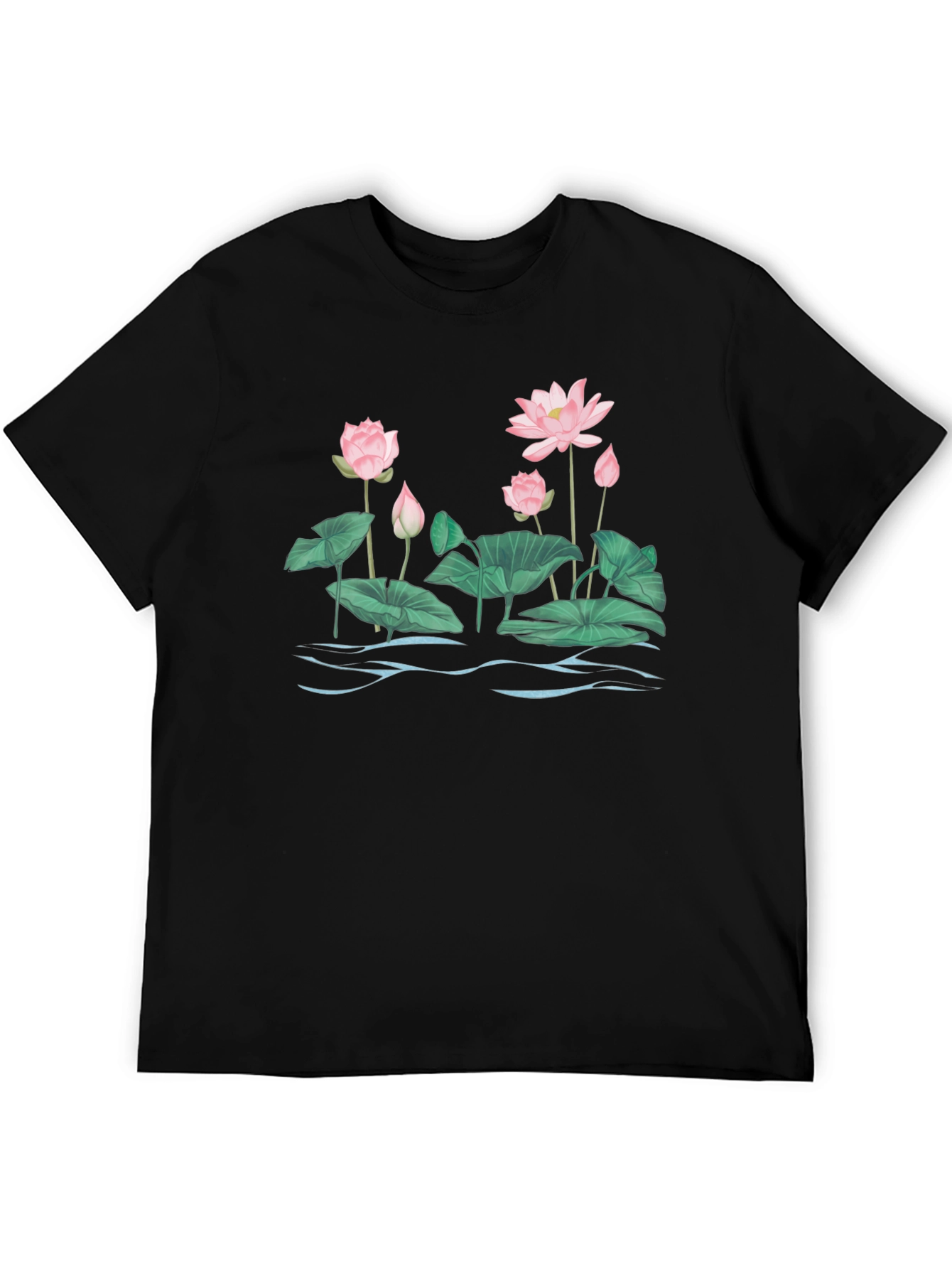 Lotus Blossom Graphic T-Shirt - Black Cotton Tee