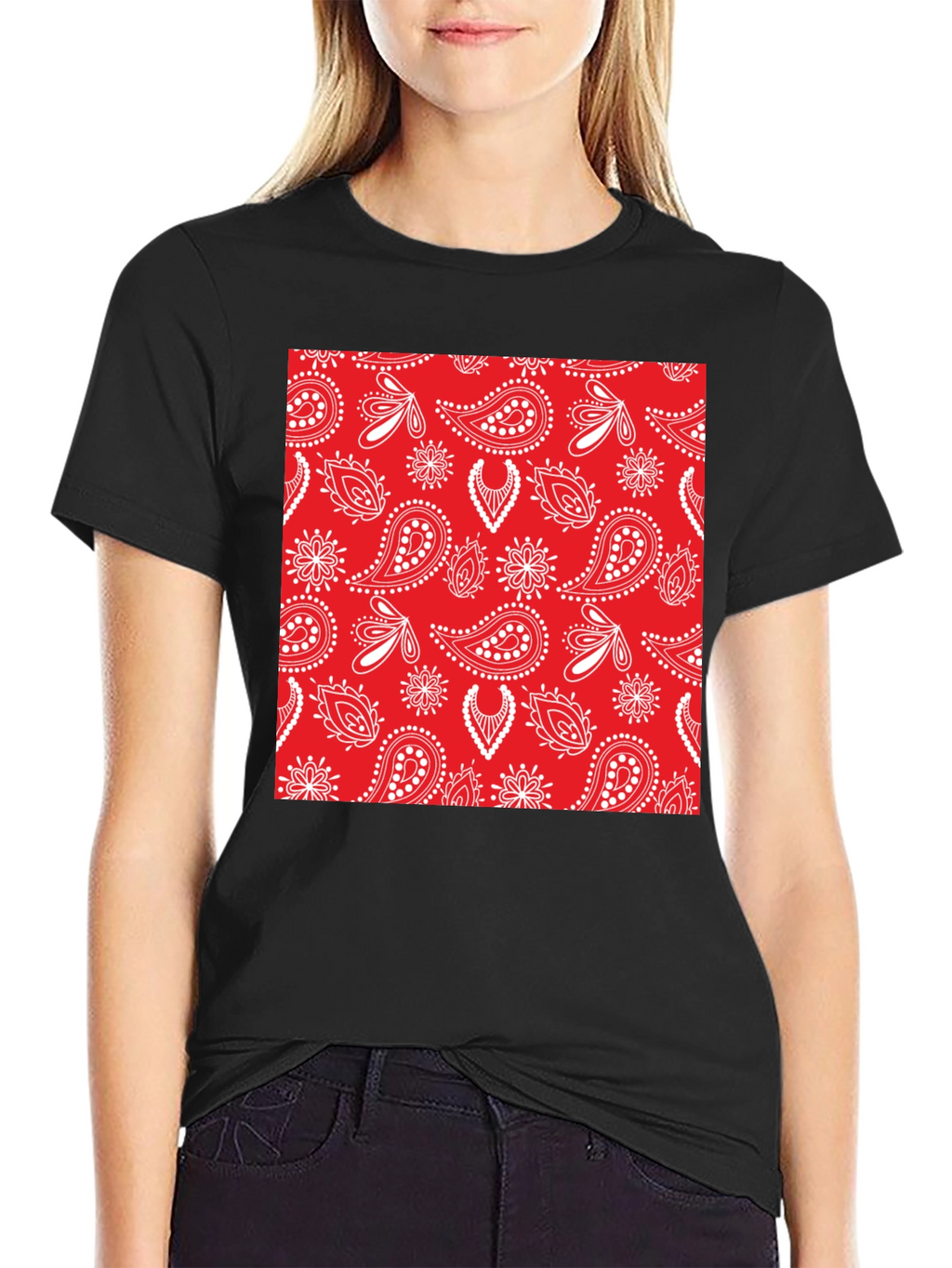 Red Bandana Pattern T-Shirt