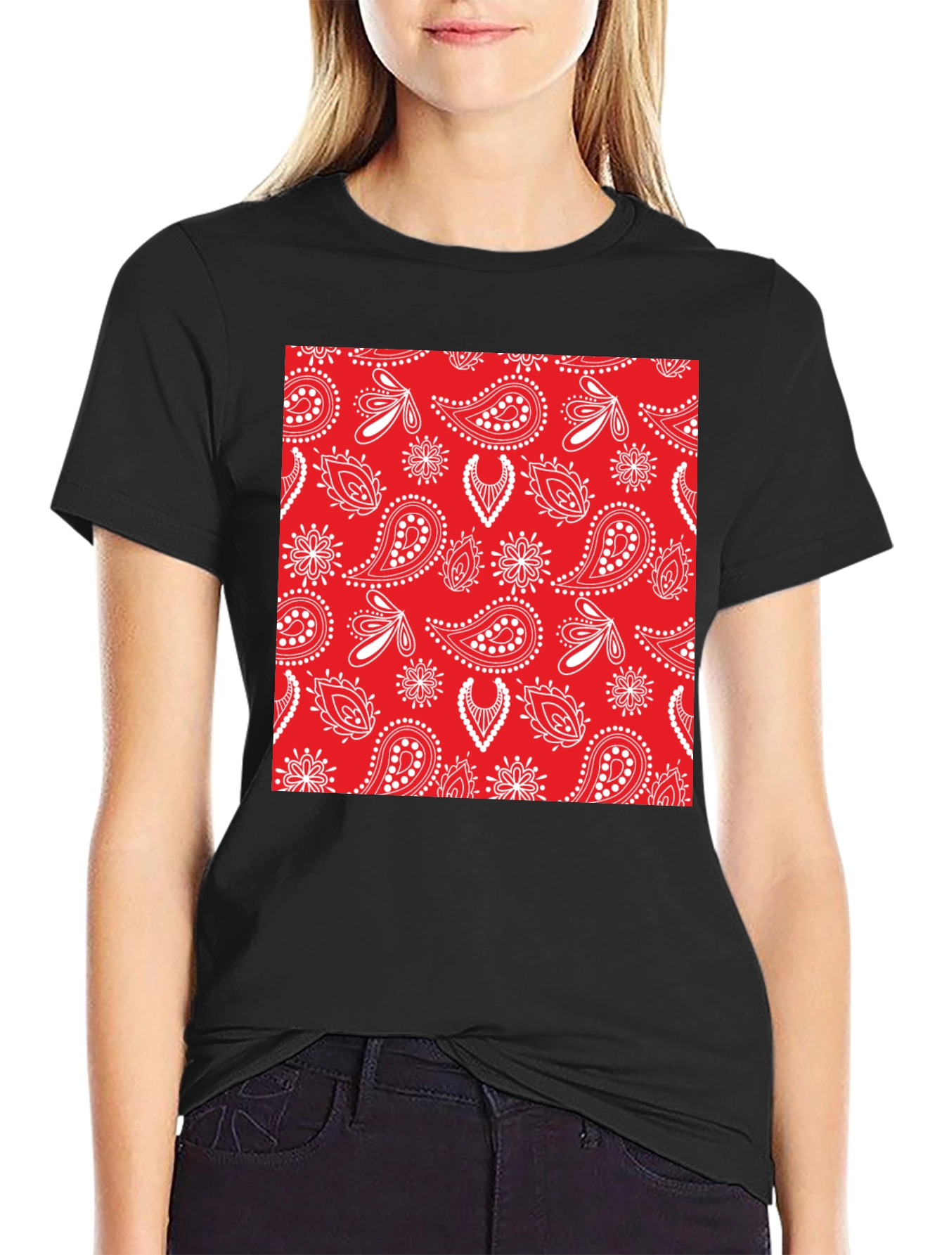 Red Bandana Pattern T-Shirt
