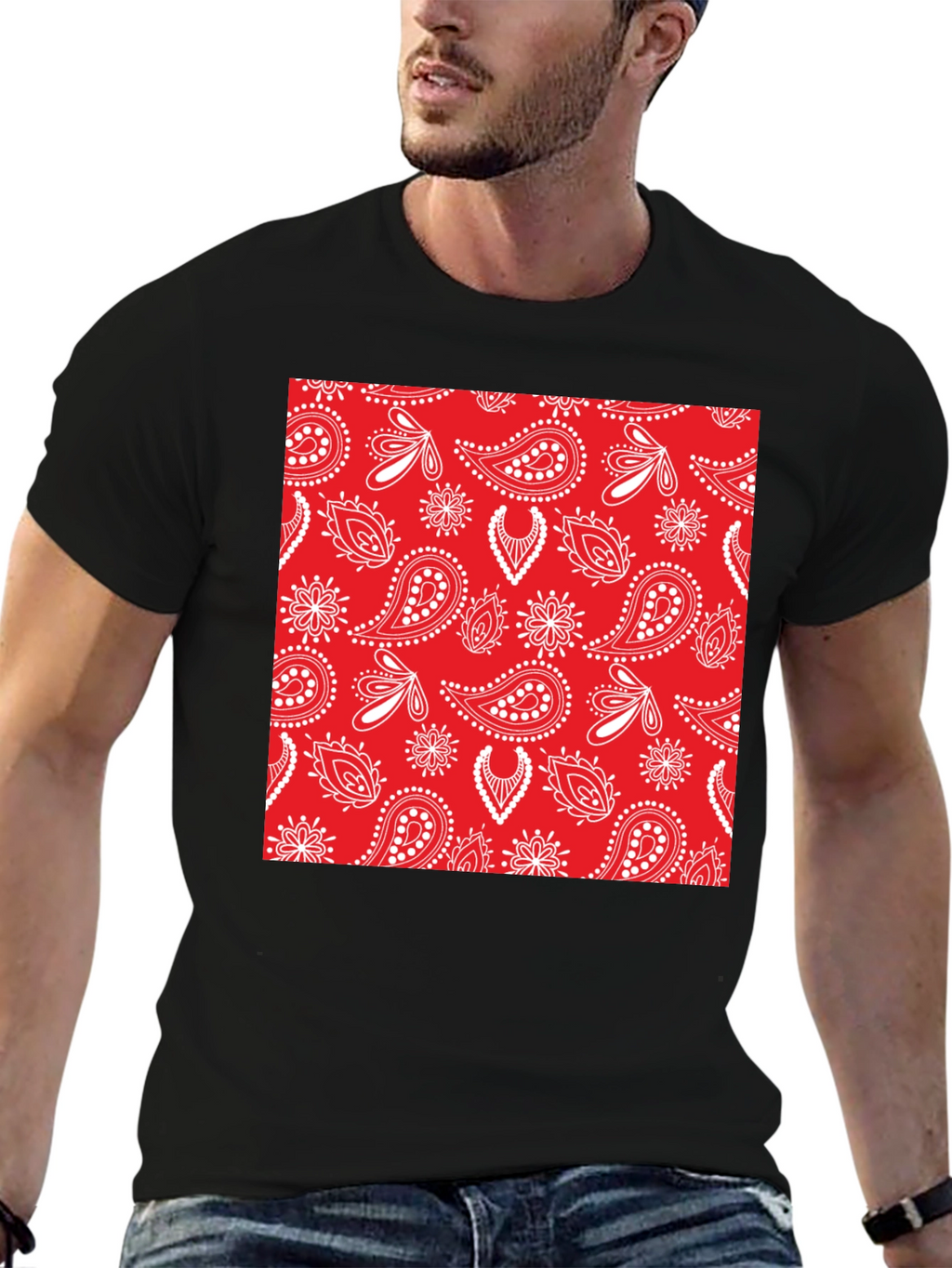 Red Bandana Pattern T-Shirt