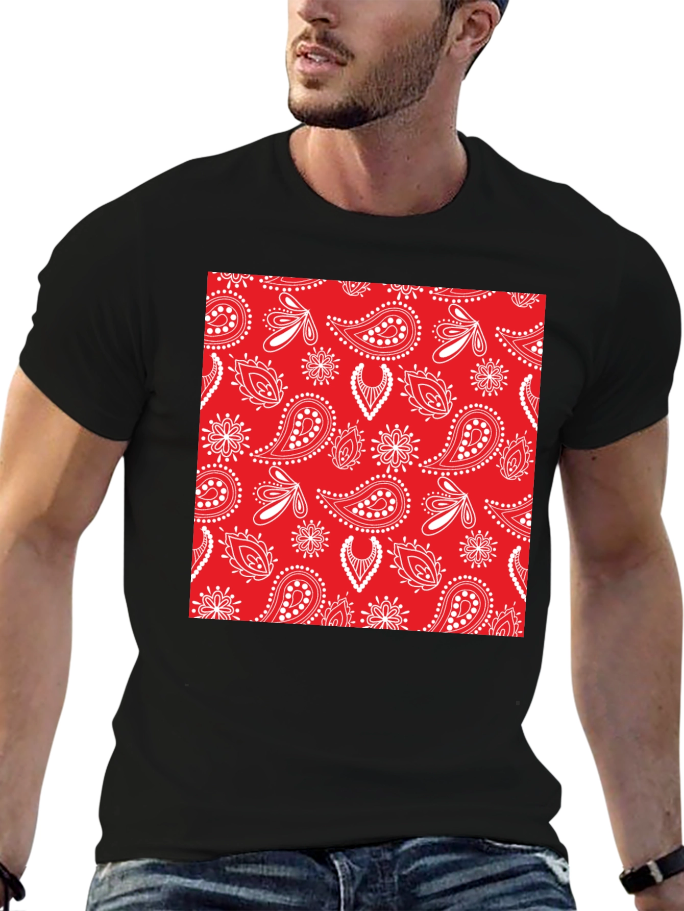 Red Bandana Pattern T-Shirt