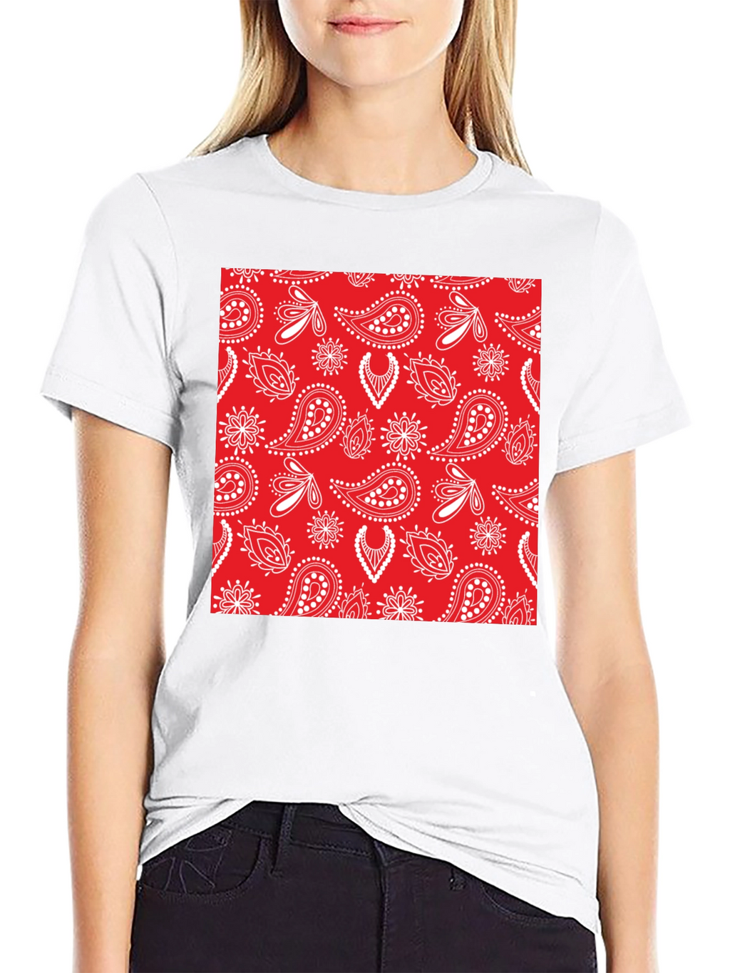 Red Bandana Pattern T-Shirt