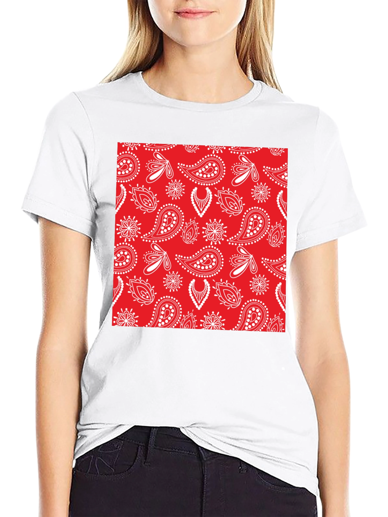 Red Bandana Pattern T-Shirt