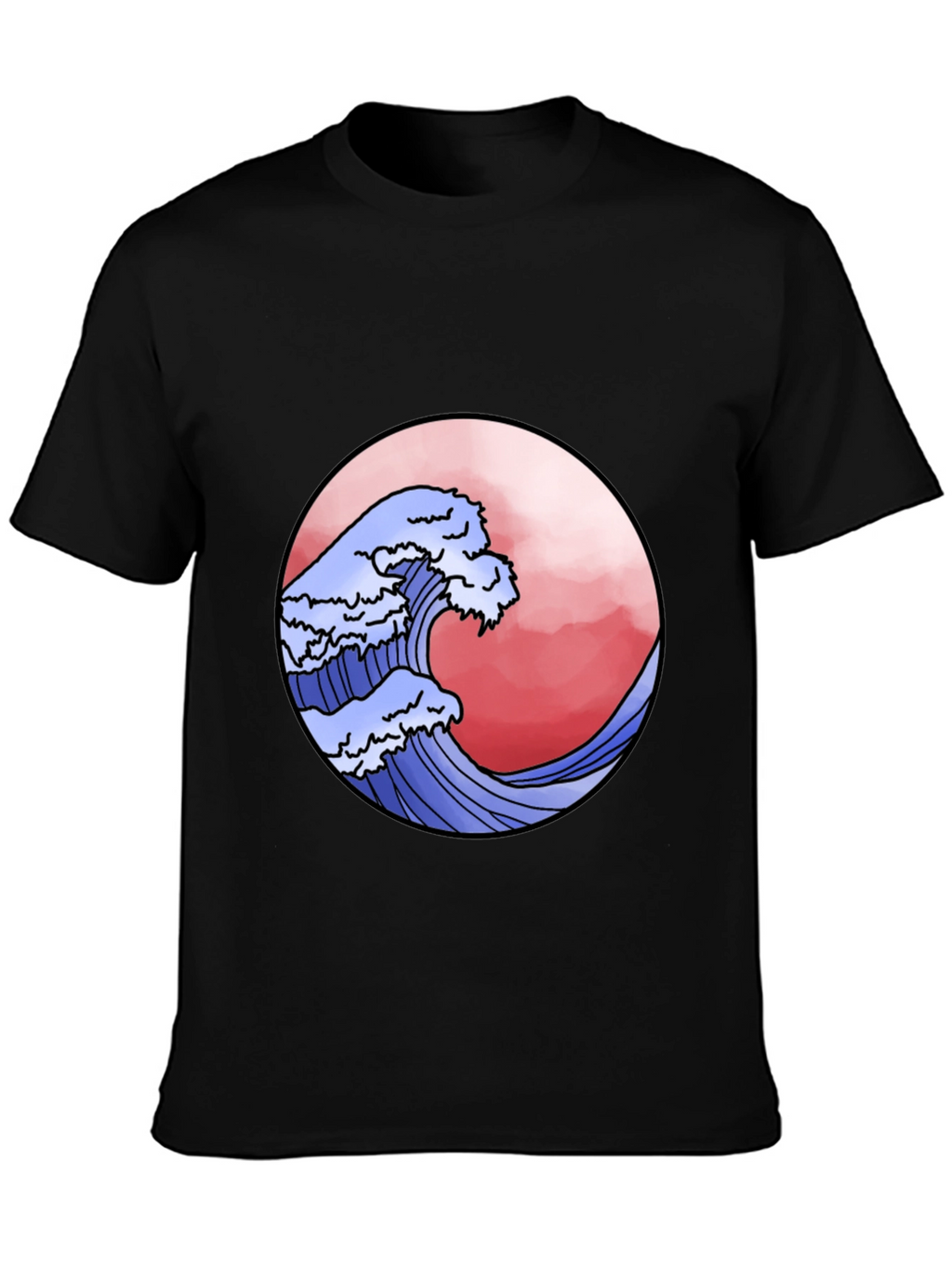 Wave Design Black T-Shirt