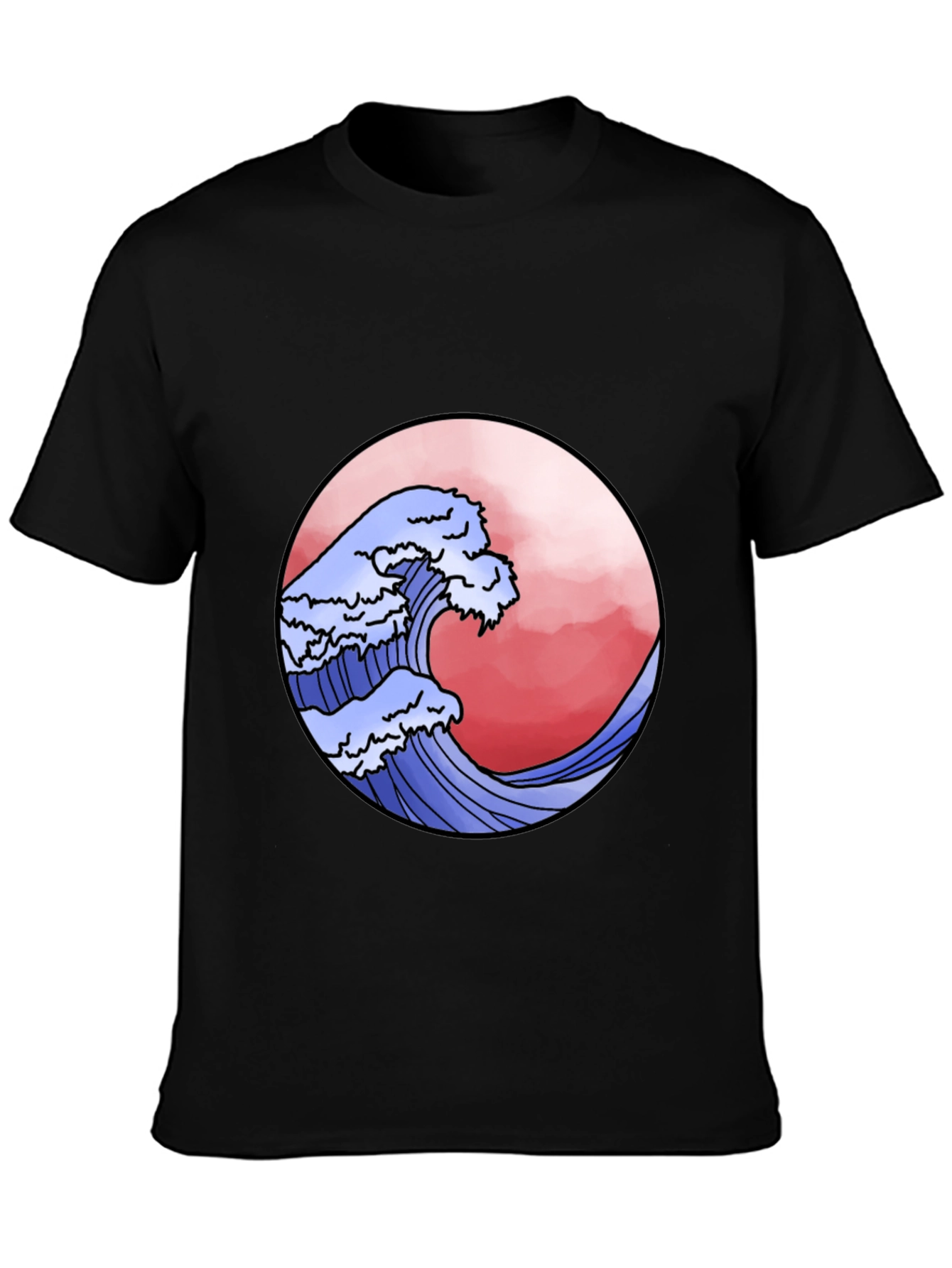Wave Design Black T-Shirt