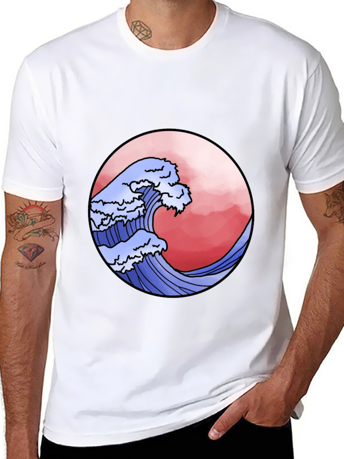 Wave Design Black T-Shirt