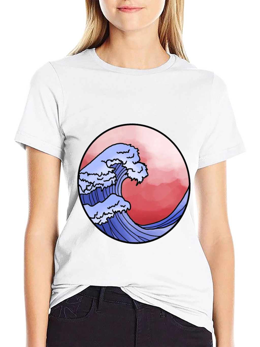 Wave Design Black T-Shirt