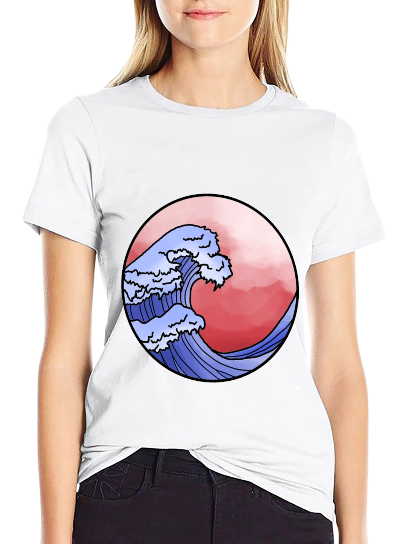 Wave Design Black T-Shirt