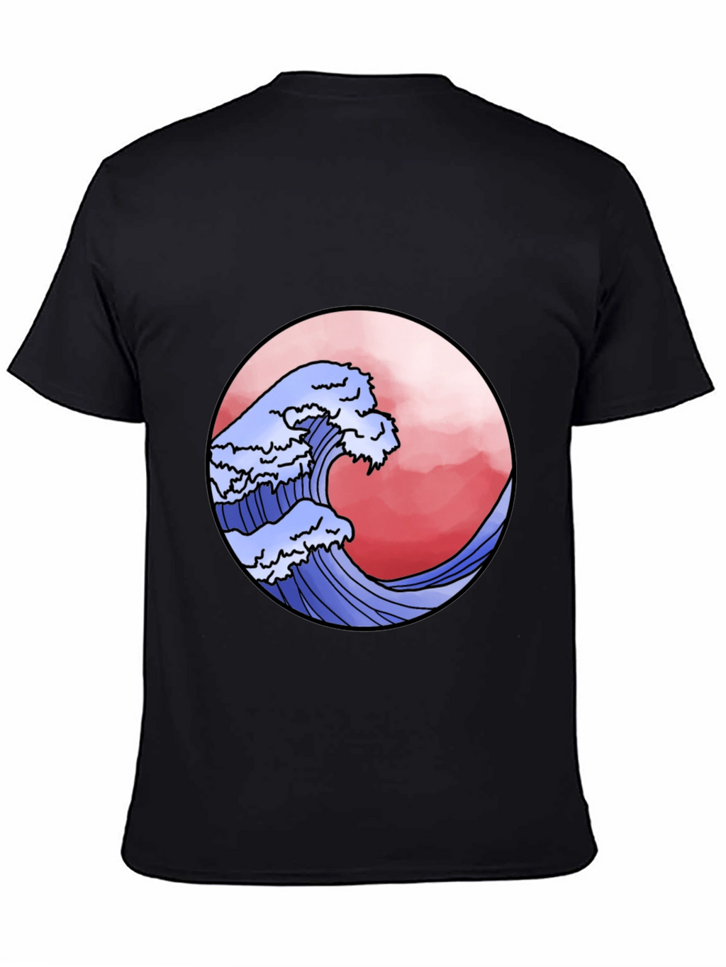 Wave Design Black T-Shirt