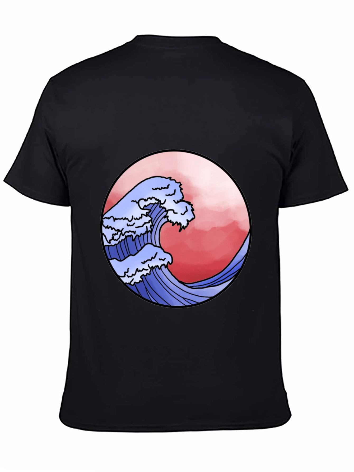Wave Design Black T-Shirt