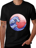Wave Design Black T-Shirt