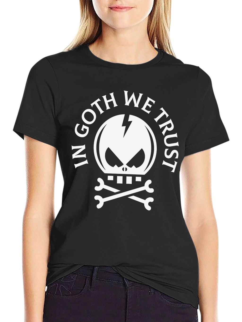 In Goth We Trust Black Graphic Tee