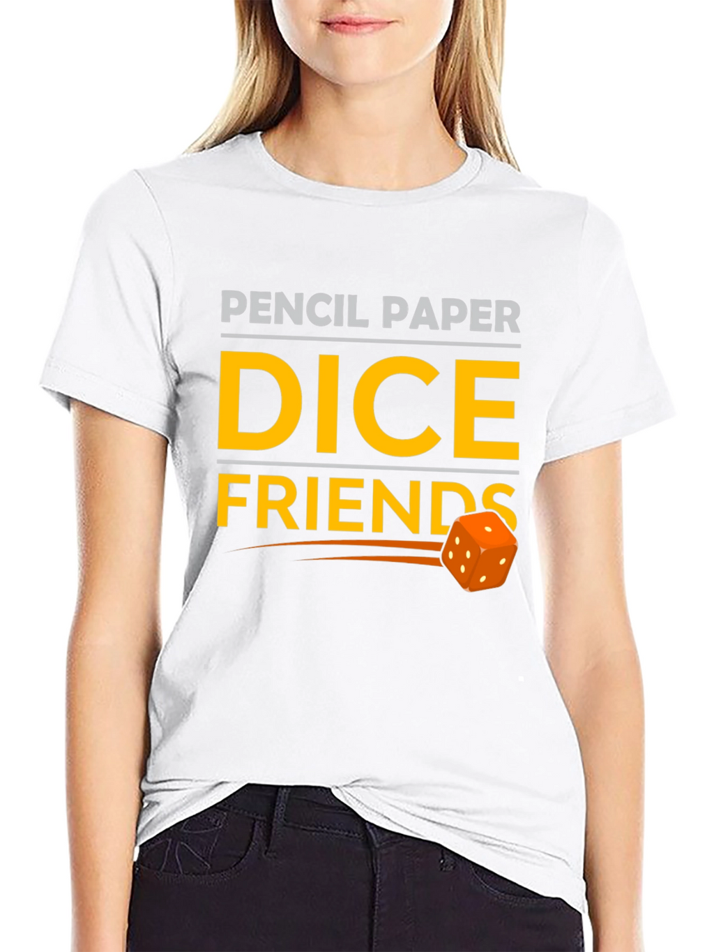 Pencil Paper Dice Friends Black T-Shirt
