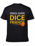 Pencil Paper Dice Friends Black T-Shirt