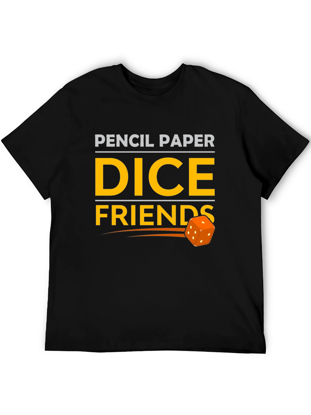 Pencil Paper Dice Friends Black T-Shirt