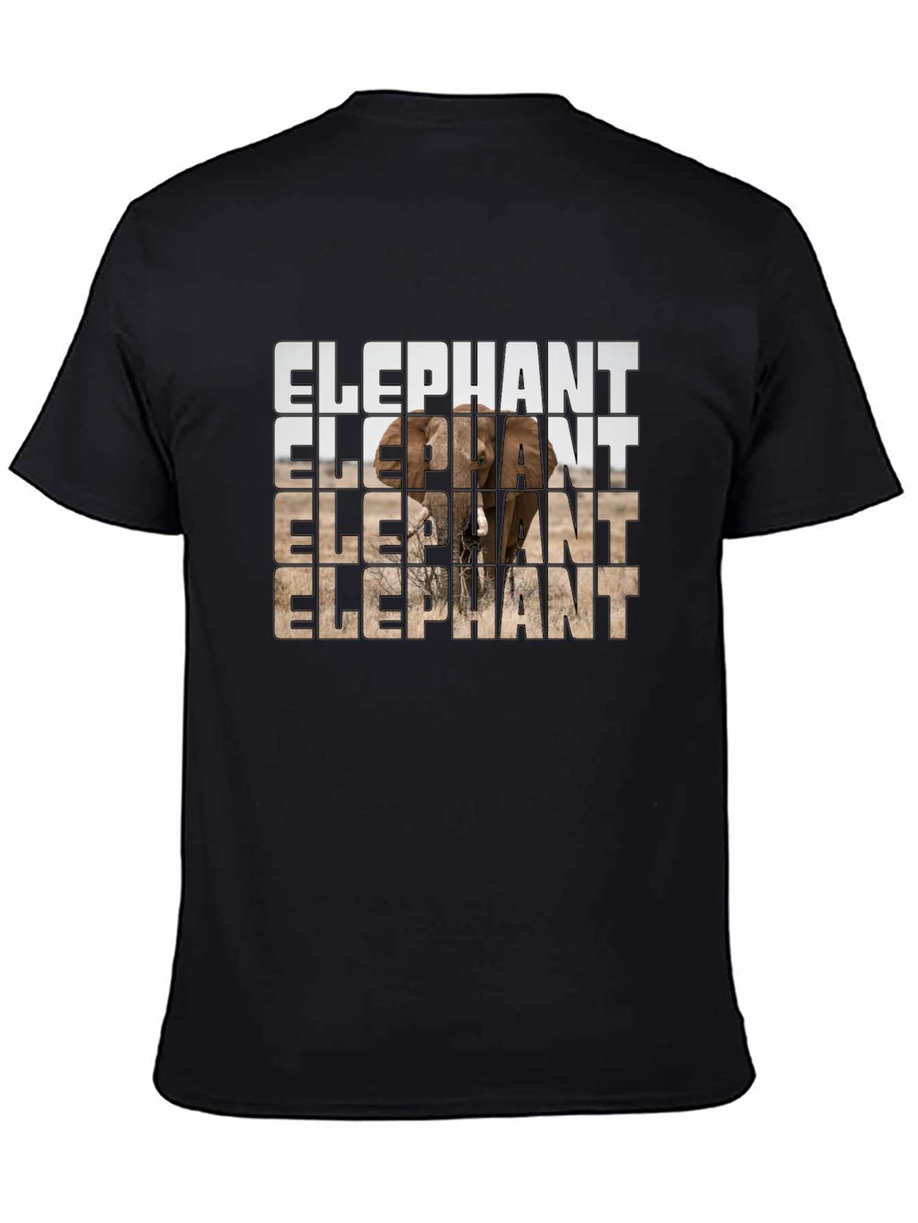 Elephant Graphic Print Mens Black T-Shirt