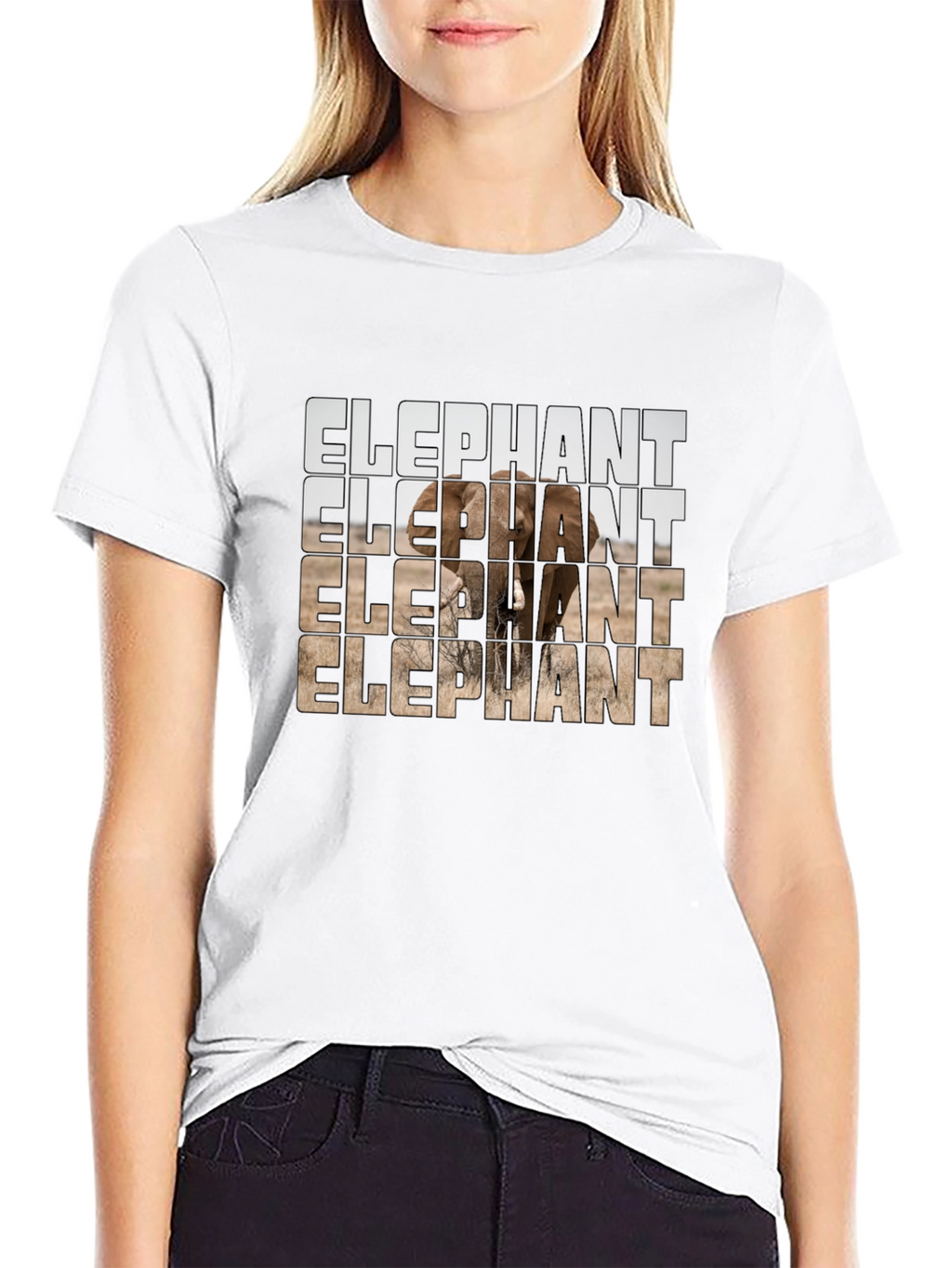 Elephant Graphic Print Mens Black T-Shirt