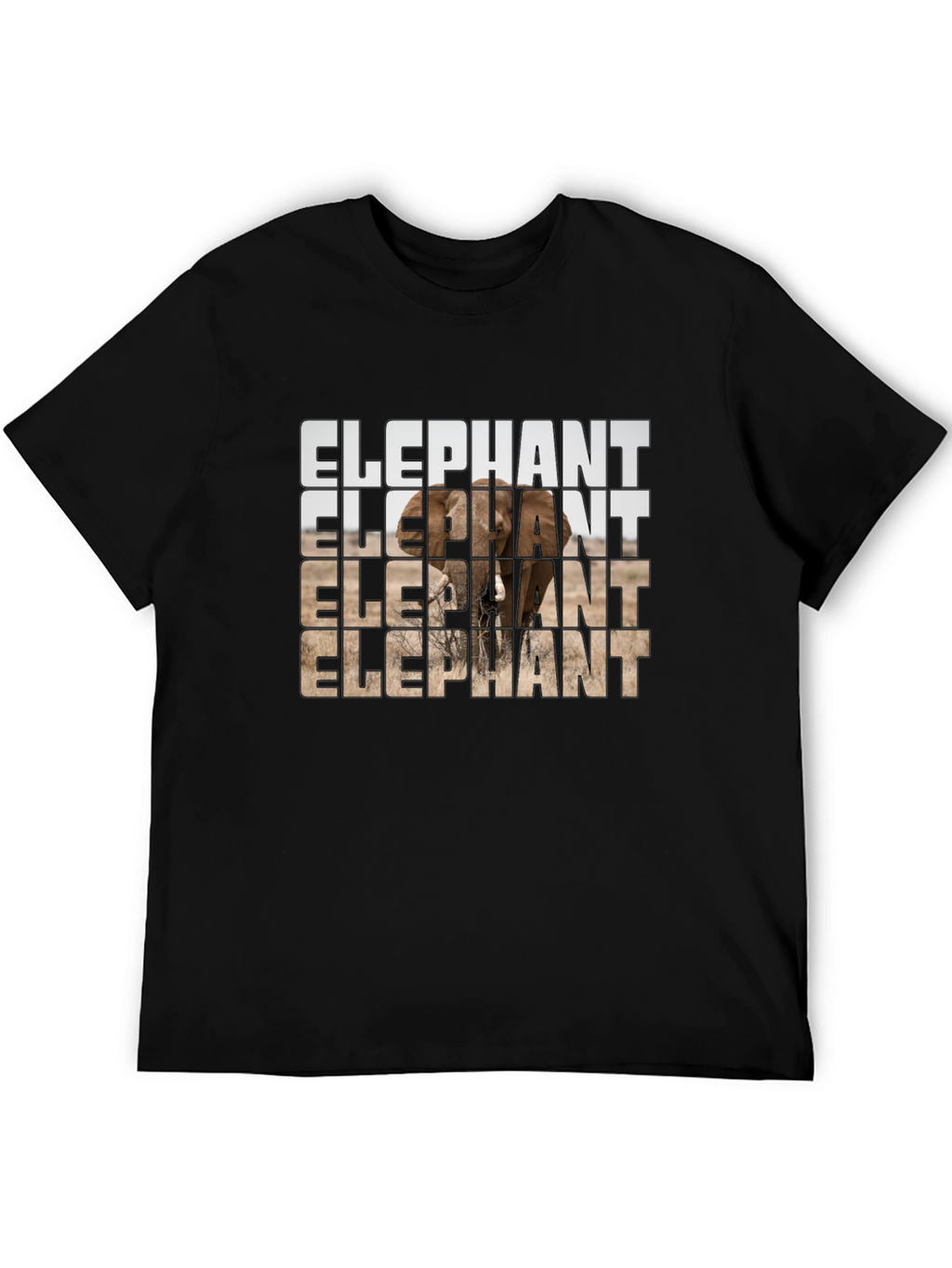 Elephant Graphic Print Mens Black T-Shirt