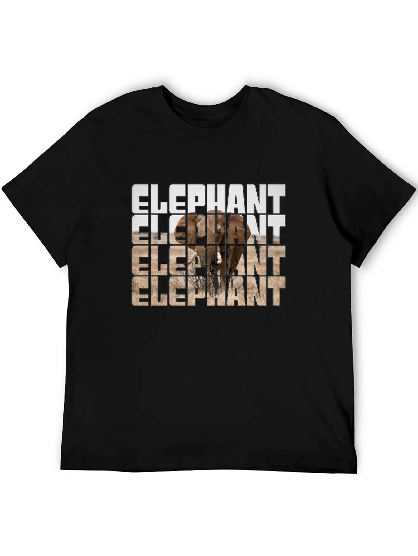 Elephant Graphic Print Mens Black T-Shirt