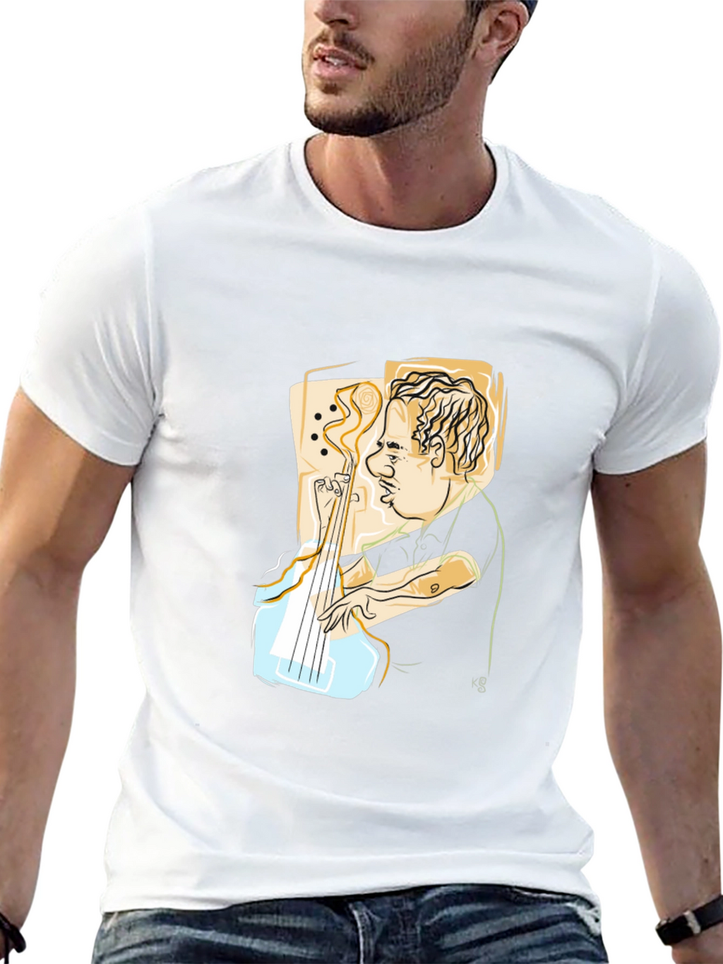 Guitar Player Graphic Black Tee