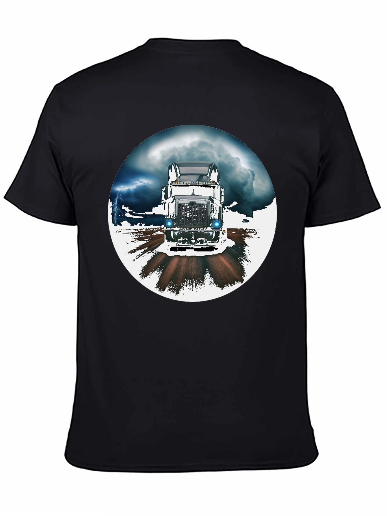 Trucker T-Shirt: Stormy Road Ahead Black Tee