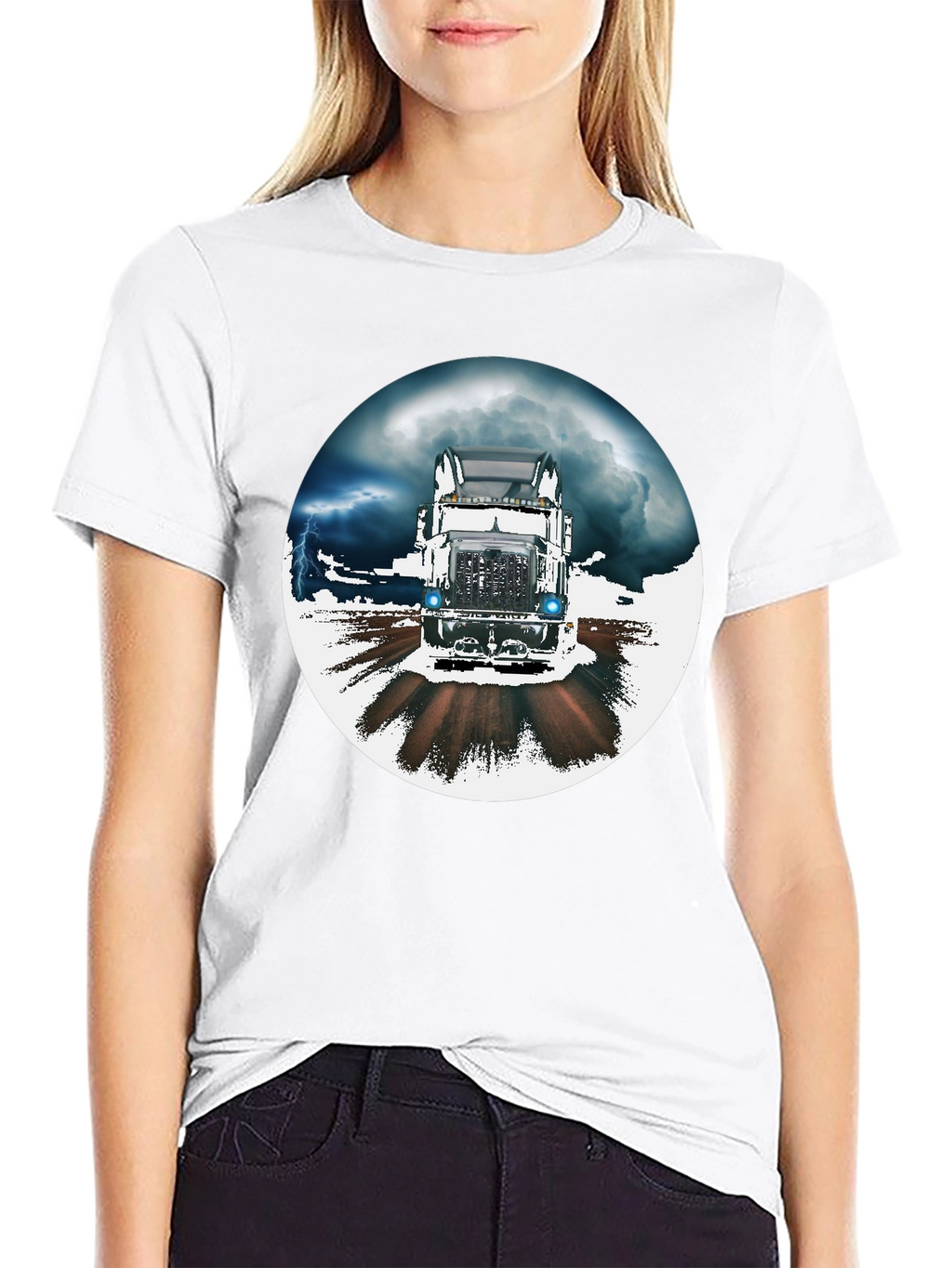Trucker T-Shirt: Stormy Road Ahead Black Tee