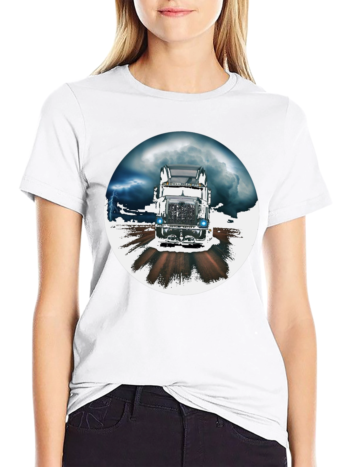 Trucker T-Shirt: Stormy Road Ahead Black Tee