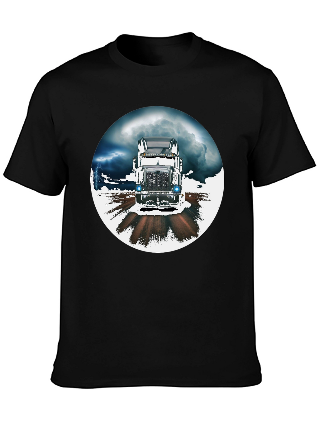 Trucker T-Shirt: Stormy Road Ahead Black Tee