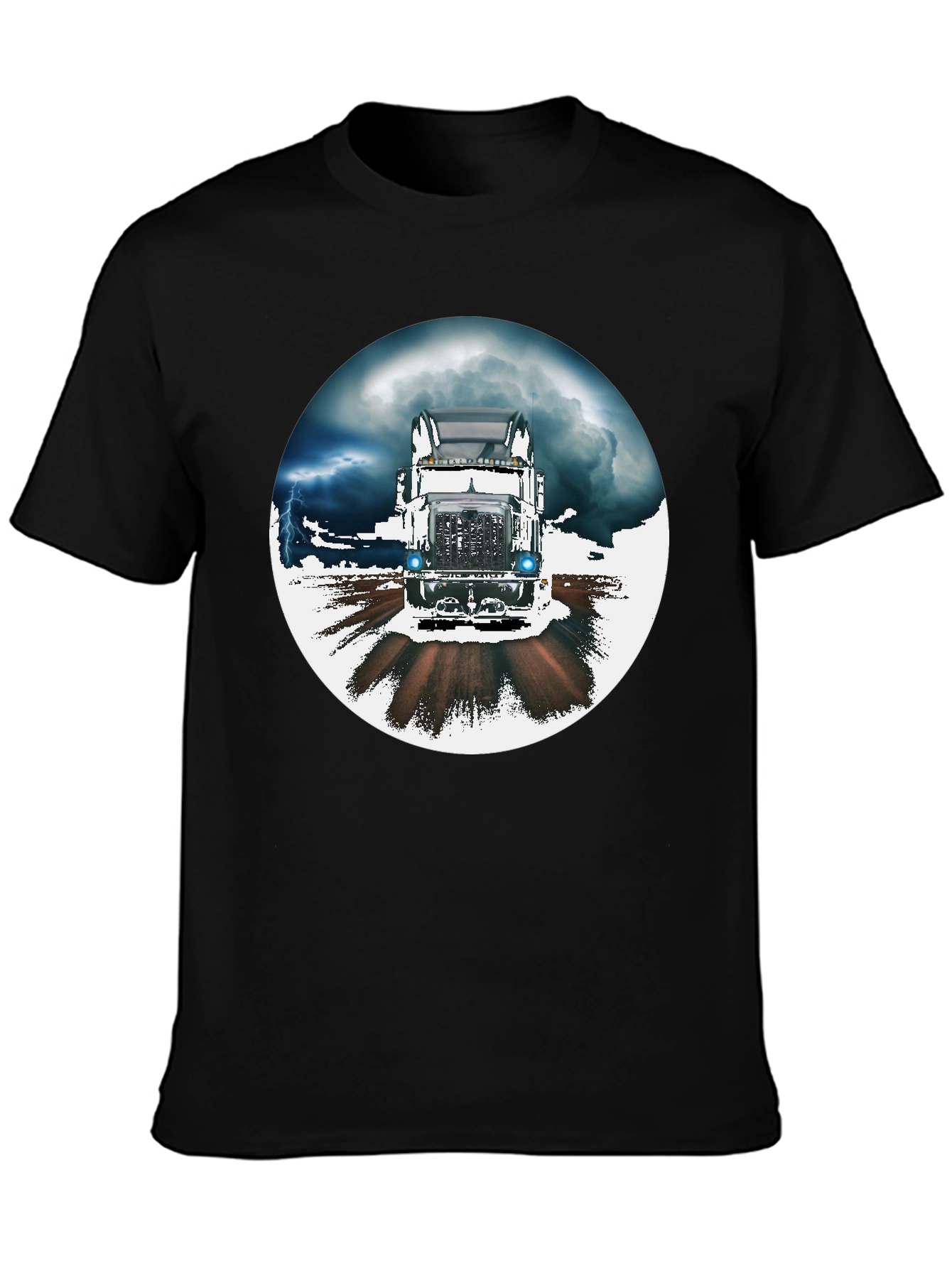 Trucker T-Shirt: Stormy Road Ahead Black Tee