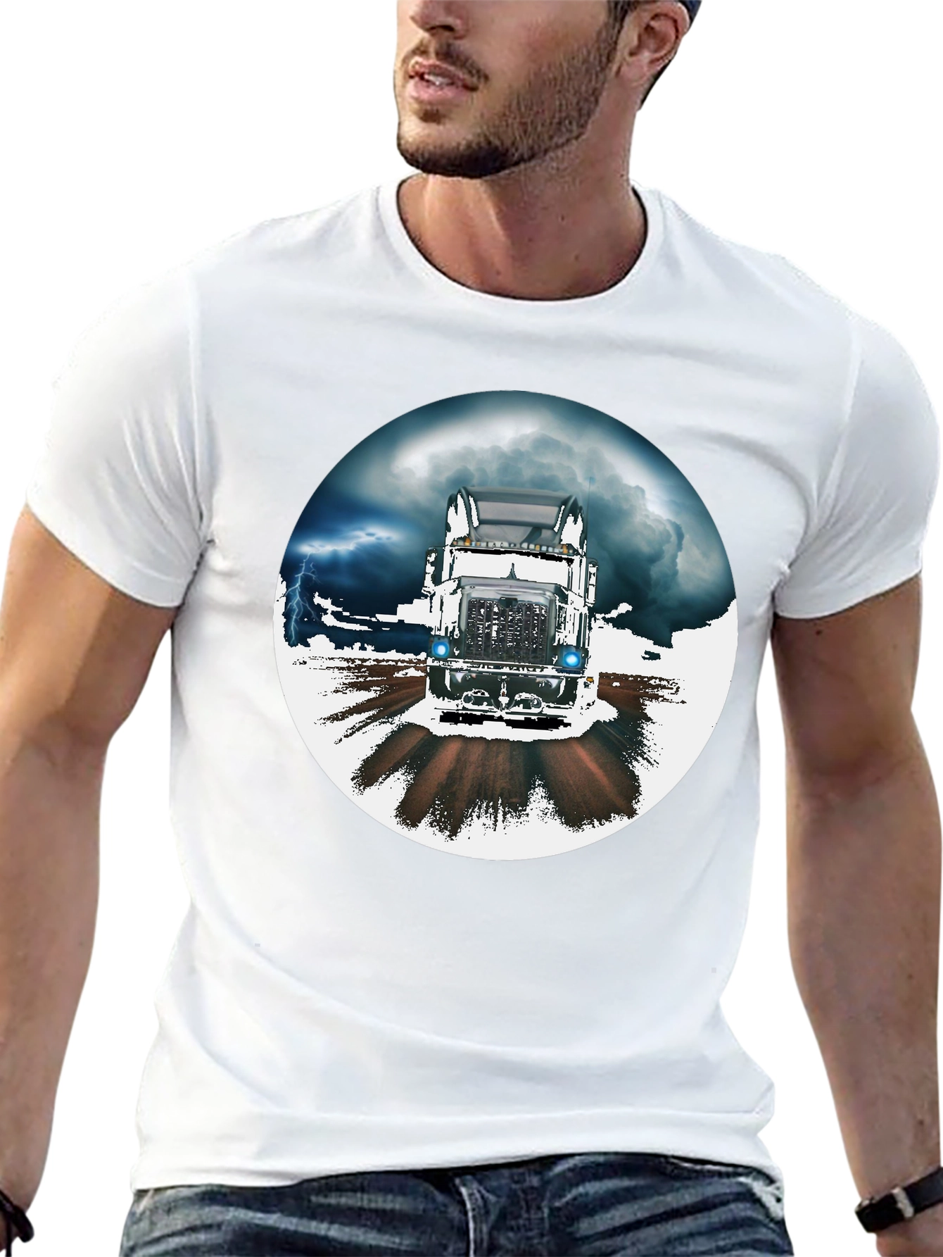 Trucker T-Shirt: Stormy Road Ahead Black Tee