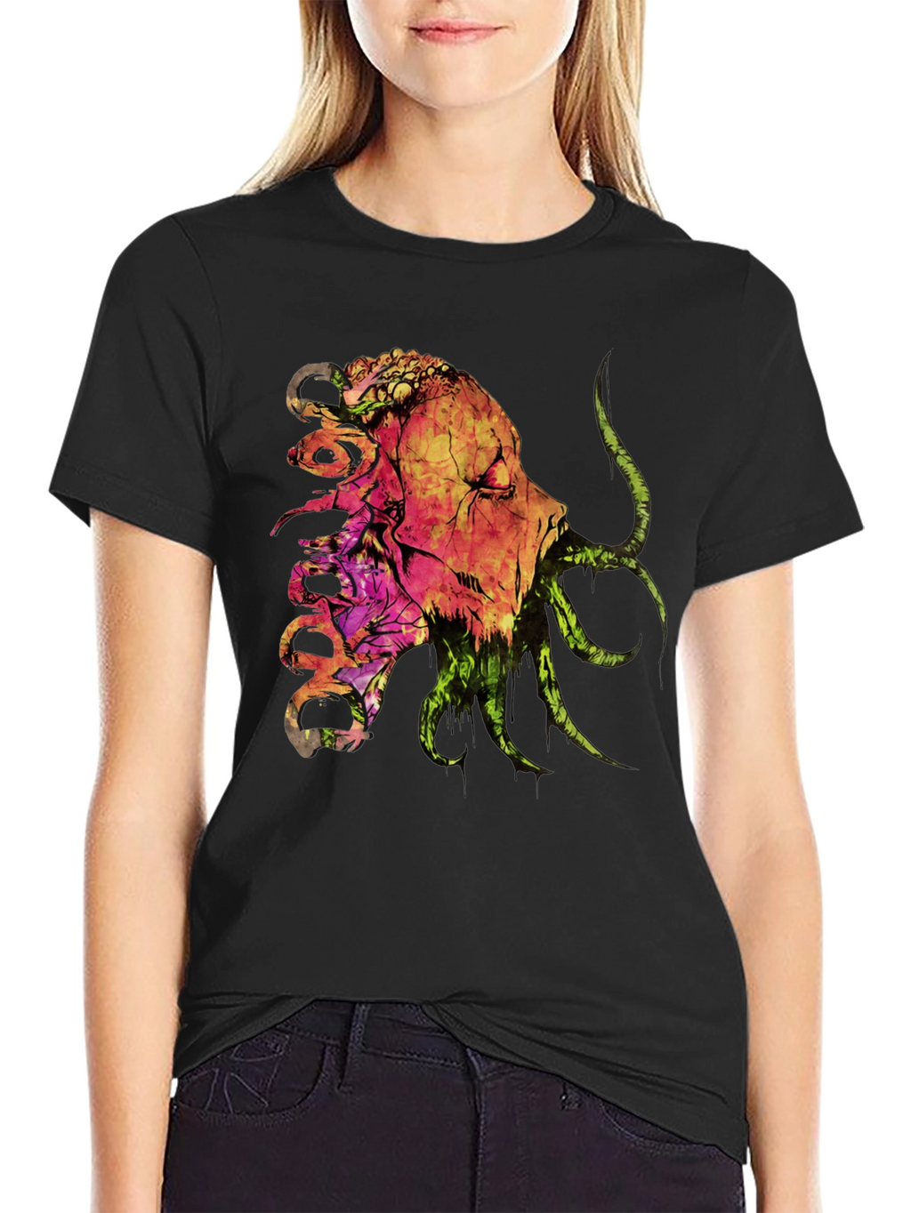 Horror Graphic Print Black T-Shirt