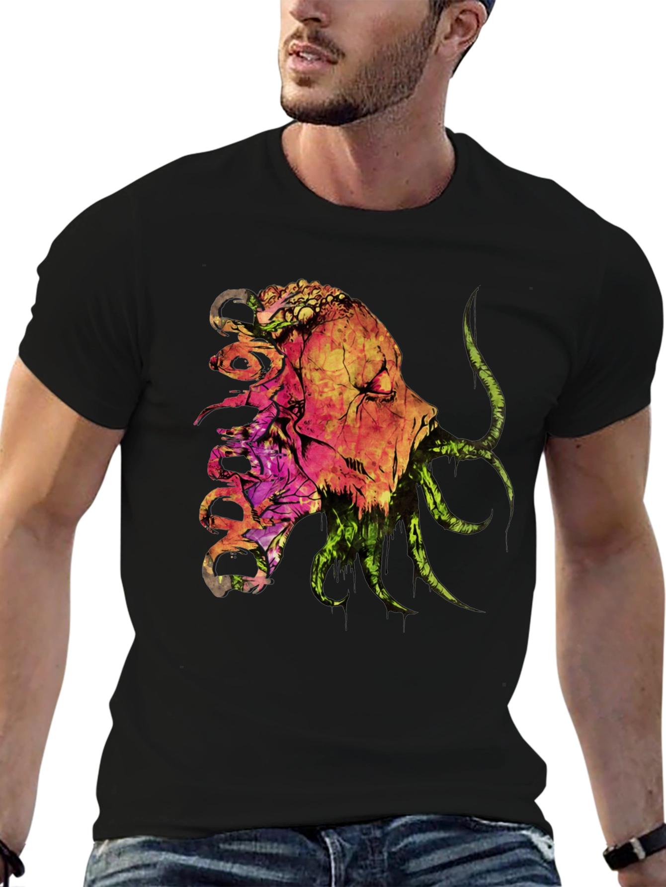 Horror Graphic Print Black T-Shirt
