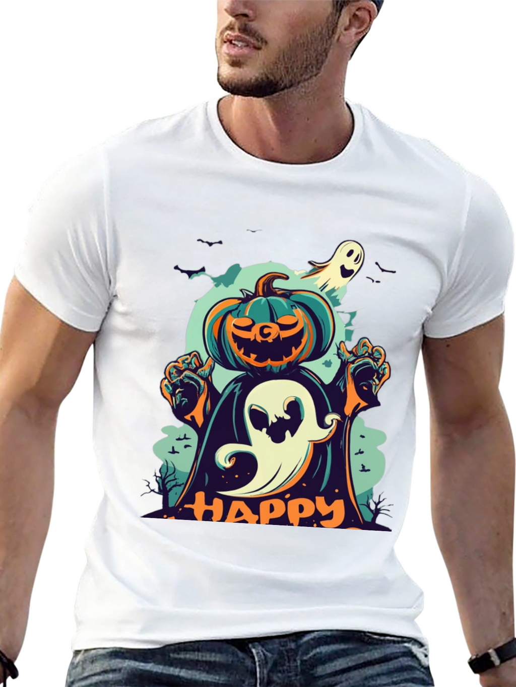 Happy Halloween Pumpkin Ghost T-Shirt