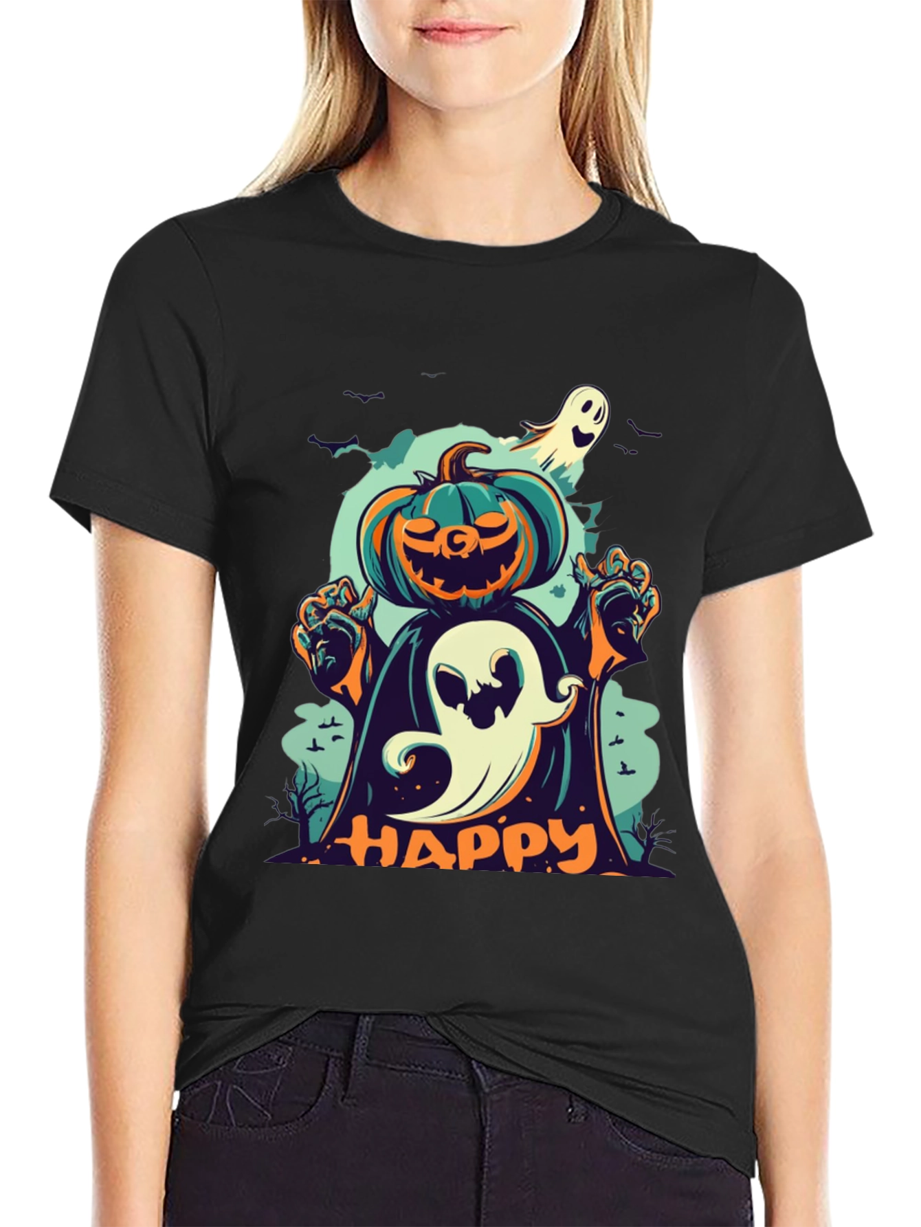 Happy Halloween Pumpkin Ghost T-Shirt
