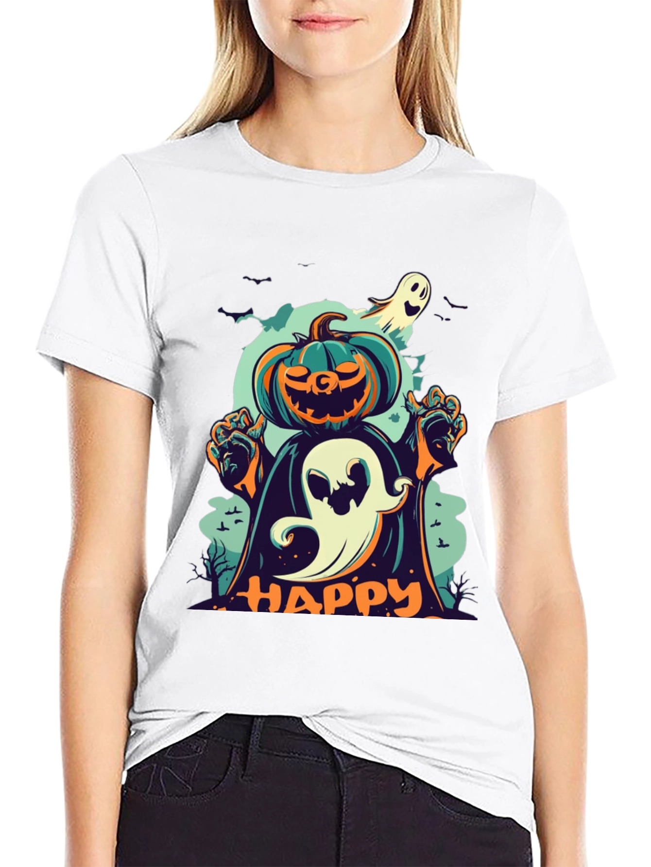 Happy Halloween Pumpkin Ghost T-Shirt
