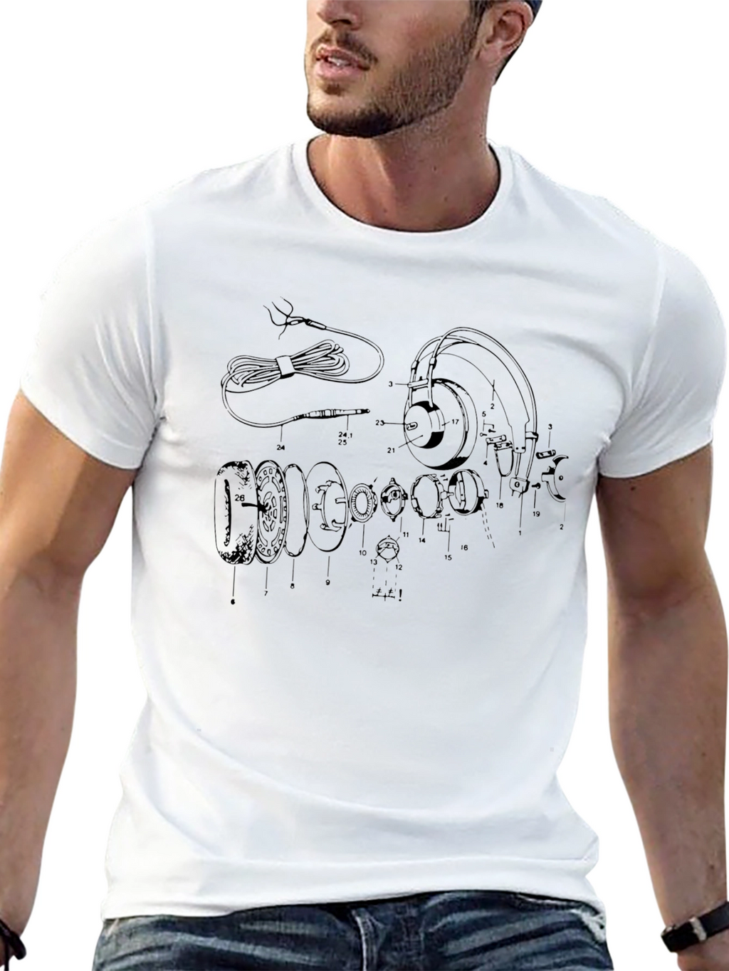 Headphone Schematic Black T-Shirt