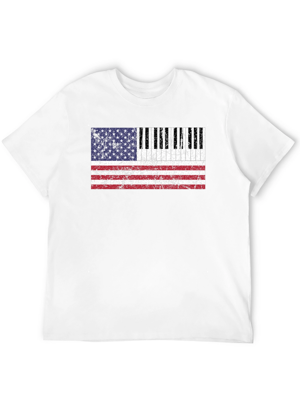 Piano Keys American Flag Graphic T-Shirt