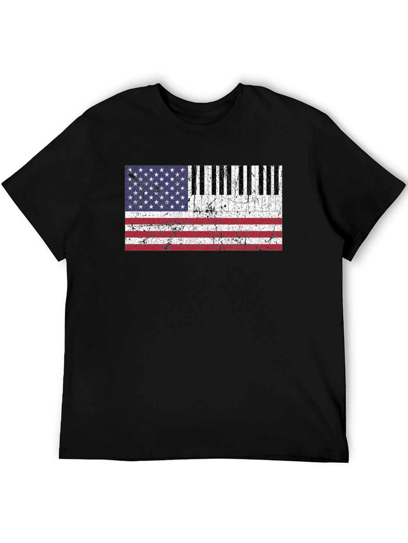 Piano Keys American Flag Graphic T-Shirt