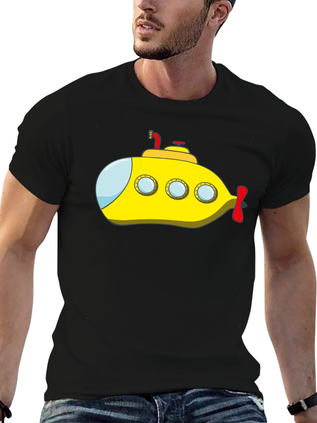 Yellow Submarine Graphic Tee - Black Cotton T-Shirt