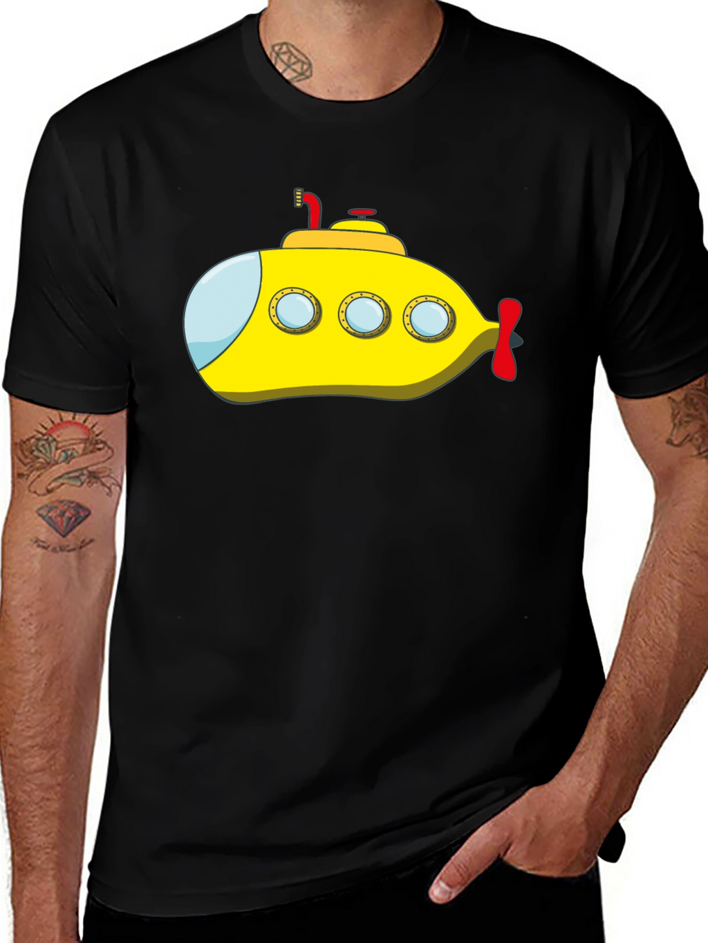 Yellow Submarine Graphic Tee - Black Cotton T-Shirt